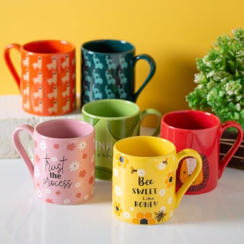 Clay Craft Fine Ceramic Pebble Series Coffee Mug 350ml Orange - Llama Print, Stylish Tea & Coffee Cup, Microwave & Dishwasher Safe, For Home, Office, Café, Gifting, Daily Use, Hot Chocolate, Milk, Tea 2