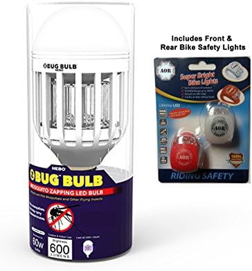 Nebo Z-BugBulb #6458 Insect Killer, Mosquito Killer Lamp, Fly Killer, Mosquito Zapper Trap, Best for Indoor and Outdoors - Bonus AOR POWER #AR130 LED Bike Headlight and Taillight Set. 3 Modes