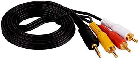 R L SONS® 3.5mm to 3RCA Audio Video Auxiliary Stereo Y Splitter Cable - 1.5 Meters (Black)