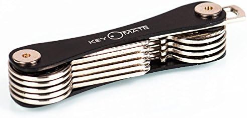 Compact Smart Key Holder by KeyMate - Pocket Key Organizer Extended - EDC Swiss Knife Design Key Chain - with Bottle Opener - Practical Multi Tool Keychain - Gift Box - Organize Up to 14 Keys (Black)