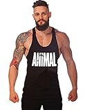 Moge Mens Animal Letter Print Stringer Bodybuilding Gym Tank Tops