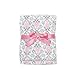 Baby Gear Plush Velboa Ultra Soft Baby Girls Blanket 30 x 40, Pink Grey Damask