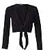 Forever Womens Plain Long Full Sleeves Front Tie Knot Shrug Stretchy Cardigan Top