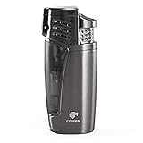Cigar Lighter, Triple 3 Jet Flame Refillable Butane Torch Lighter with Punch