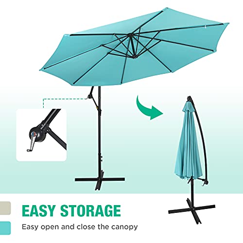HAUSHOF 10FT Patio Umbrella, Outdoor Offset Hanging Cantilever Umbrella, Waterproof & UV Protection, Easy Assembly and Quick Tilt Adjustment, For Garden, Seaside, Pool, Yard