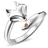 JEWME 925 Sterling Silver Women Fox Tail Rings Fine Jewelry Open Zirconia