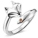 JEWME 925 Sterling Silver Women Fox Tail Rings Fine Jewelry Open Zirconia
