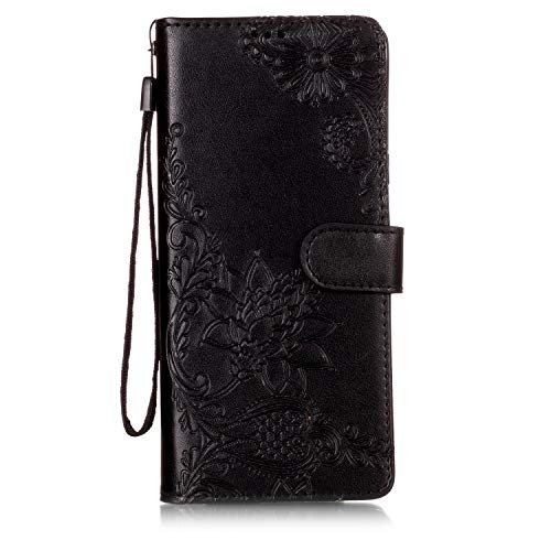 Shinyzone Wallet Case for Samsung Galaxy Note 9,Embossed Henna Mandala Pattern Series,Smart Stand and Magnetic Closure Leather Folio Flip Cover with ID Credit Card Slots-Black