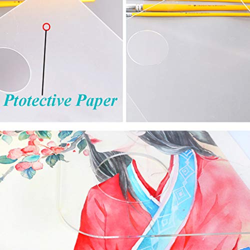 Non-Stick Paint Palette Clear Acrylic Artist Paint Mixing Palette Oval Shaped Easy Clean Art 7.9 by 11.8-inch 2 Pcs