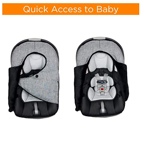 liuliuby Infant Car Seat Cover - Weatherproof Bunting Bag & Blanket - Keeps Baby Warm and Protected Against Cold Weather - Universal Fit - 2019 New Launch (Heather Gray)