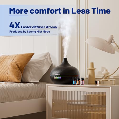 ESSENTIAL OIL DIFFUSER GIFT SET,10 ESSENTIAL OIL,550ML OIL DIFFUSER & ESSENTIAL OIL DIFFUSERS WITH 4 TIMER &AUTO SHUT-OFF FOR & 15 AMBIENT LIGHT SETTINGS