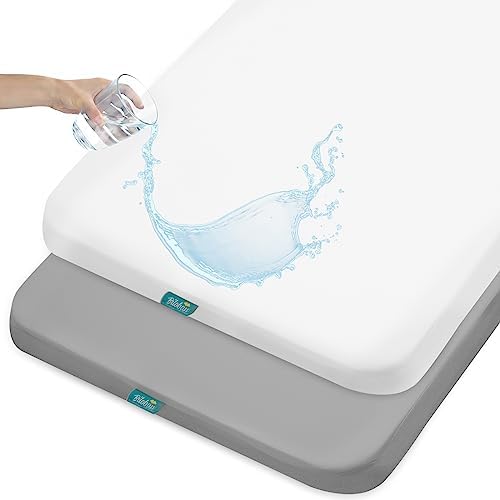 Biloban Pack and Play Sheets Waterproof 2 Pack, Fitted Pack n Play