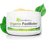 Organic Pain Relief Cream by ZenRenu - MSM Turmeric Arnica, Helichrysum | Made in USA - Muscles, Joints, Back, Neck & Skin Conditions