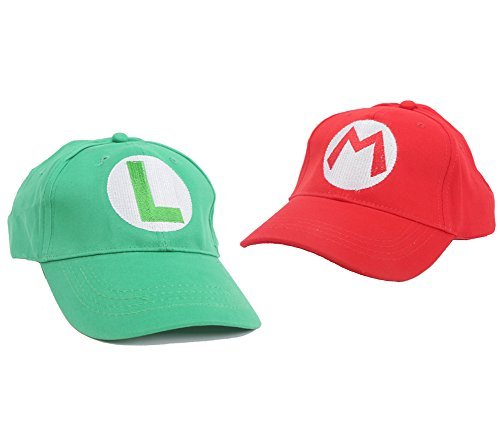 Cute Famous Couples Costumes - XCOSER Fashion Super Bros Baseball Hat Cap for Adult 2 PC