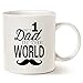 MAUAG Fathers Day Gifts Funny Mustache Dad Coffee Mug from Daughter or Son, NO.1 Dad in the World, Best Birthday Gifts for Dad Father Cup White, 11 Oz