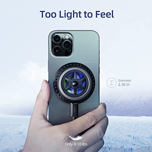 Phone Cooler Magnetic Wireless Charger: 15W Portable Fast Charging Pad Cooling Fan - Phone Radiator Compatible with Magsafe iPhone 13/12/Pro/Pro Max/Mini - Accessory for Gaming Live Streaming Vlog