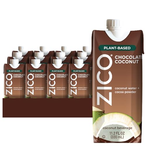 ZICO CHOCOLATE COCONUT WATER, DAIRY-FREE, PLANT-BASED, TASTES LIKE CHOCOLATE MILK, 11.2 FL OZ (PACK OF 12)