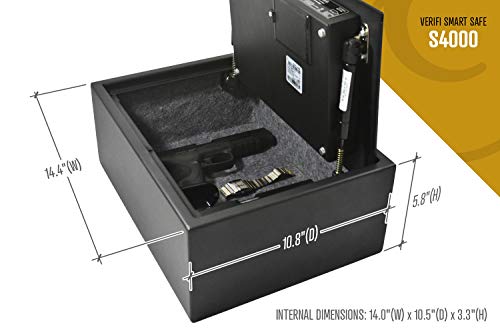 Verifi Smart.Safe. S4000 Biometric Gun Safe with FBI Certified Fingerprint Sensor, Self-Diagnostics, Tamper Alerts and AutoLock
