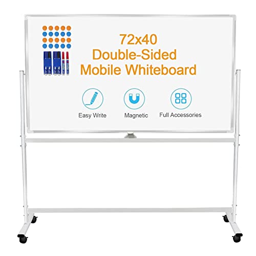 BSTPCOO DoubleSided Rolling Whiteboard on Wheels 72"x40", Large