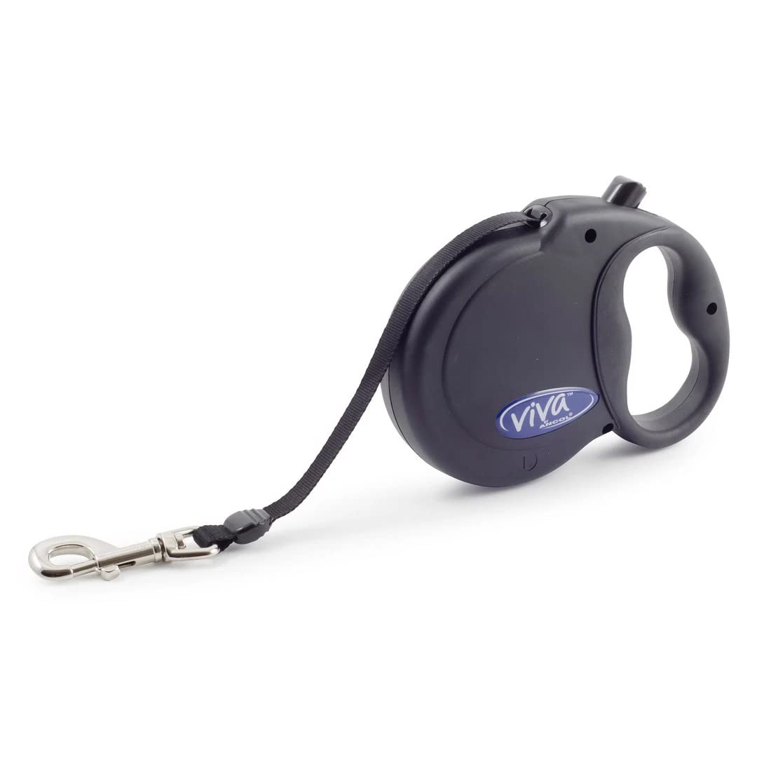 Ancol Viva Retractable 5m Tape Lead Black S