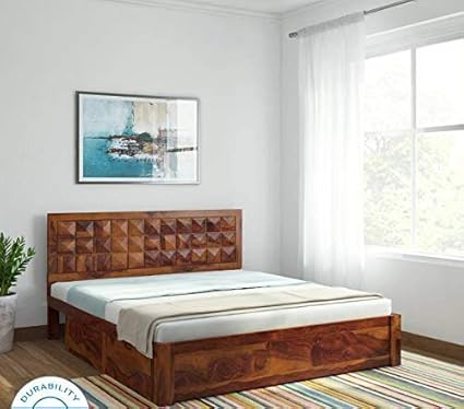 Shree King Size Storage Bed 2 2 Drawers Shisham Wood Walnut Brawn
