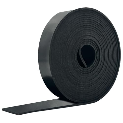 Rubber Strip 25mm(W) x1.5mm(T) x3m(L) Neoprene Rubber Sheet Solid Neoprene Rolls for DIY, Washers, Crafts, Pads, Flooring Protection, Supports, Leveling, Weather Seal — image 1