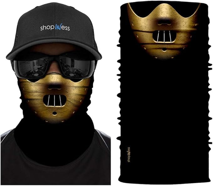 ShopINess Unisex Tube Scarf Adult Multifunctional Headband Bandana Neck Gaiter for Motorbike Sport Parties Halloween and Carnival Outdoor Activities Movie Characters (Lecter)