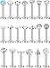 Blulu 20 Pieces 16G Stainless Steel Nose Studs Nose Lips Tragus Labret Cartilage Piercing Jewelry for Women Girls, 20 Styles (Silver)
