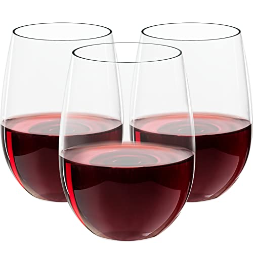 FOCUSLINE 20 Pack 16 Oz Plastic Wine Glasses Stemless Wine Cups