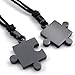 KONOV 2pcs Mens & Womens Couples Stainless Steel Puzzle Pendant Love Necklace Set, Black
