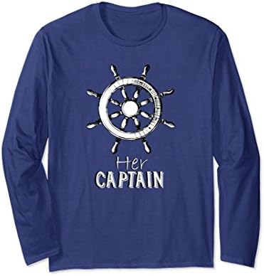Couples Matching Long T Shirt Her Captain His Anchor Gift