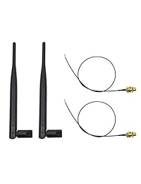 Highfine 2 x 6dBi 2.4GHz 5GHz Dual Band WiFi RP SMA Antena + 0.8 x 13.8 in U.fl   IPEX Cable para Router Inalámbrico Mini PCIe Tarjetas Red Extensión Bulkhead Pigtail PCI WiFi WAN Repetidor