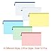 Paxcoo 12 Pcs 5 Colors A4 Plastic Zip File Paper Document Folder Bags Storage Pouch