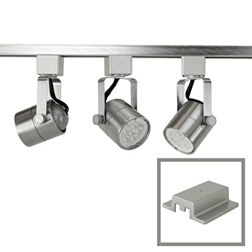 Direct-Lighting Brand H System 3-Lights GU10 7.5W LED (500 lumens Each) Track Lighting Kit 3000K Warm White Bulbs Included HT-50154L-330K-BS (Brushed Steel) - Thumbnail 3