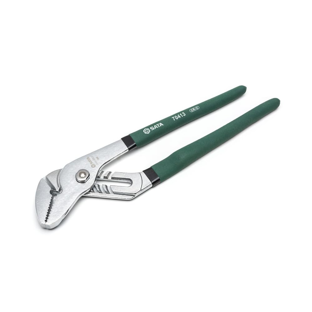 SATA ST70413ST 12-Inch Straight Jaw Tongue and Groove/Waterpump Pliers, with Chrome Vanadium Steel Body and Dipped Handles
