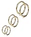 Thunaraz 3 Pair Stainless Steel 16G Sleeper Earrings Septum Clicker Nose Lip Ring Body Piercing Golden Tone