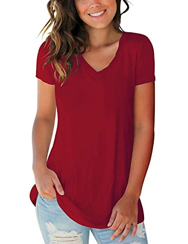 Plus Size Women's T Shirt Blouses Short Sleeve Tops V Neck Summer Basic T Shirts - Thumbnail 2
