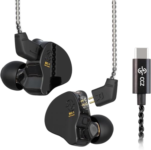 Yinyoo CCZ Melody USB C Kopfhörer, 1DD + 1BA HiFi Ohrhörer, Deep Bass IEM Kopfhörer Kompatibel für Samsung S23/22/21/20/FE, iPad Pro 2022/2021 (Dunkel