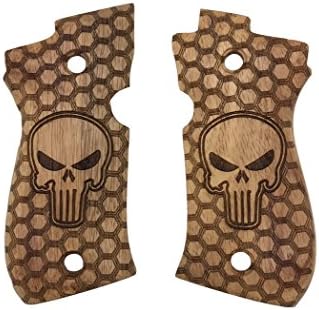 handicraftgrips B8W08## New Beretta 81 and 84 F/fs .380 81F 81FS 84F 84FS Grips Hard Wood Laser Logo Checkered Handmade Handraft Gift Birthday Christmas Newyear Sport for Men Skull Special Design