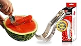 Naturechef Stainless Steel Watermelon Slicer Tongs, Corer, Cutter, Knife And Server Easily Cuts Melon, Cantaloupe, Honeydew-Perfect Slicer Cores And Peels Fruit