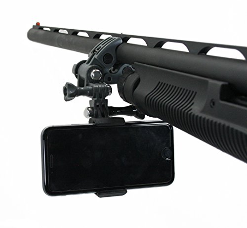 Action Mount - Sportsman Clamp + Locking Smartphone Mount for Video Recording on Gun, Bow, ATV, or Fishing Pole. Includes Wrench. (Sportsman s Grey)