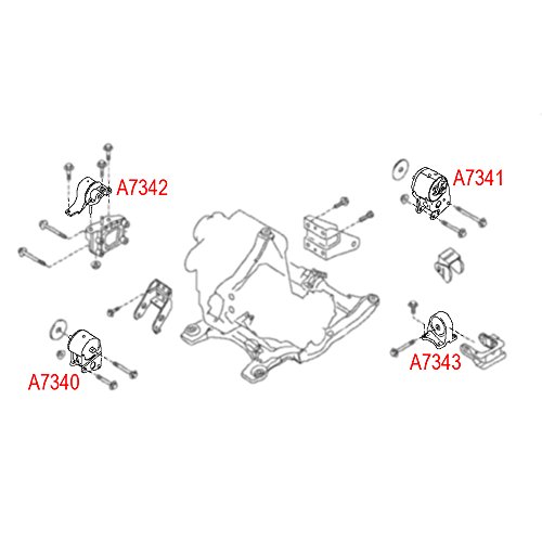 Engine Motor Mount Fits 2002-2006 Nissan Altima 2.5L A7340 A7341 A7342 A7343 11270-8J000 11220-8J200 11210-8J00A 11220-8J100 - Thumbnail 5