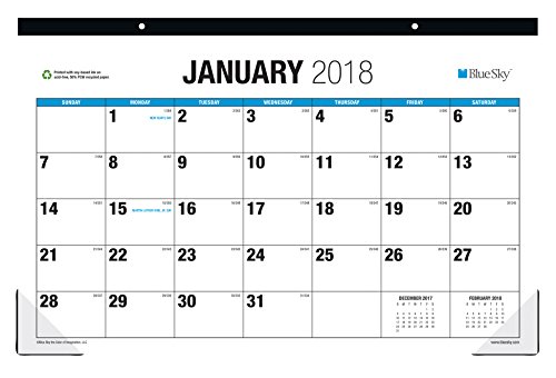 Blue Sky 2018 Monthly Desk Pad Calendar, Large Print, 17" x 11", Classic