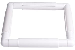 QSZKEER Square Embroidery Hoop, Plastic Cross Stitch Frame White Cross Stitching Frame Sewing Hoop Handhold Craft Clip Frame Embroidery Snap Frame Hoop DIY Sewing Tools for Cross Stitching (6x6 inches)