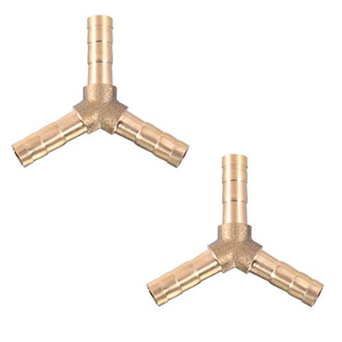 MACHSWON 6mm or 1/4" Brass Barb Hose Fitting Y Shape 3 Way Connector Barbed Splitter Fitting Splicer for Water Fuel Air 10pcs