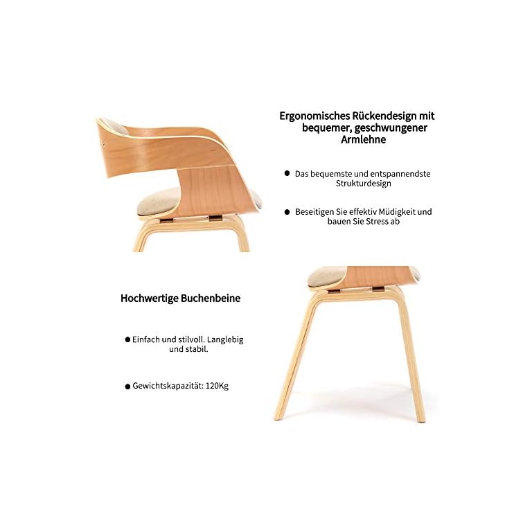Mingone 2er-Set Esszimmerstühle mit Armlehnen Bentwood Designer Stühle