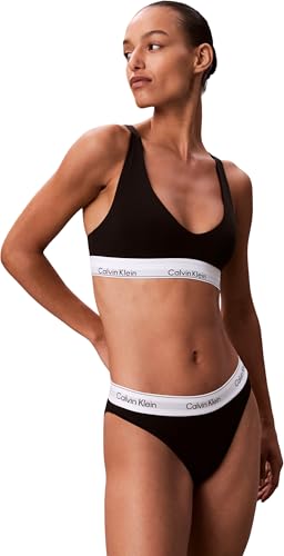 Calvin Klein Slip Femme High Leg avec Ceinture Emblématique, Noir (Black), L