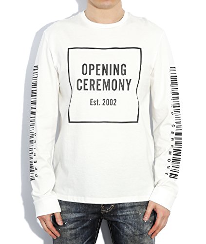 Wiberlux Opening Ceremony Men's Barcode Print Long Sleeve Top L White