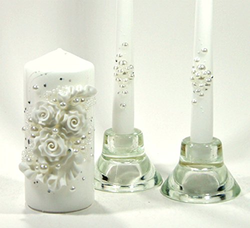 Magik Life Unity Candle Set for Wedding - Wedding décor & Wedding Accessories - Candle Sets - 6 Inch Pillar and 2 10 Inch Tapers - Best Unity Candle
