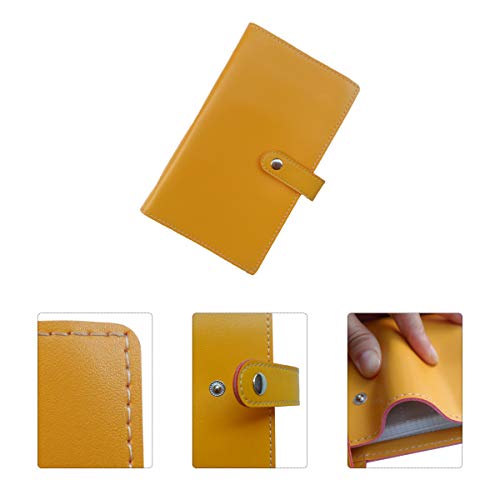 Enyuwlcm PU Leather Business Card Book Organizer Journal Name Card Book Holder for Women Hold 240 Cards Yellow